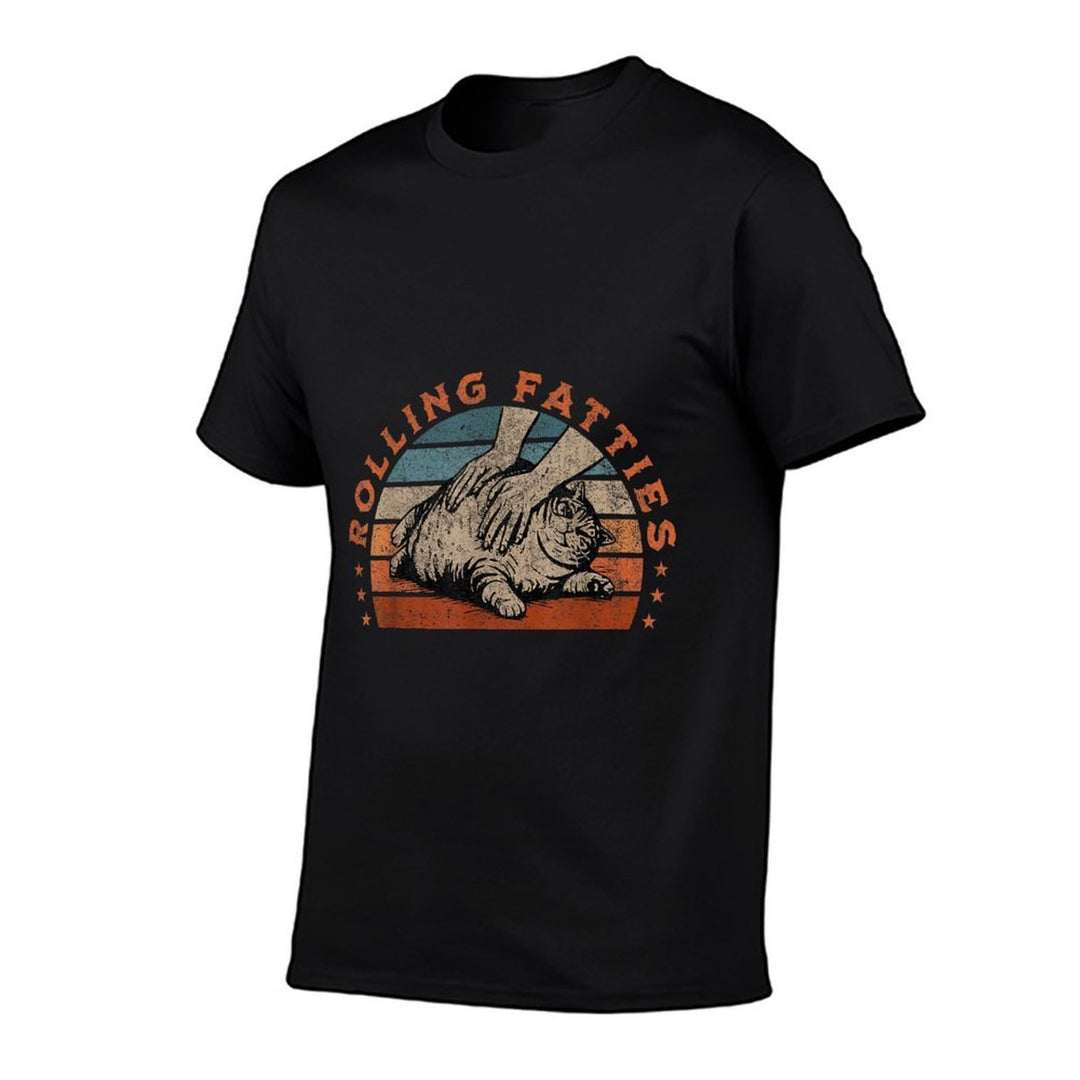 Rolling Fatties Cat Funny Meme Vintage  Moisture-wicking T-Shirt