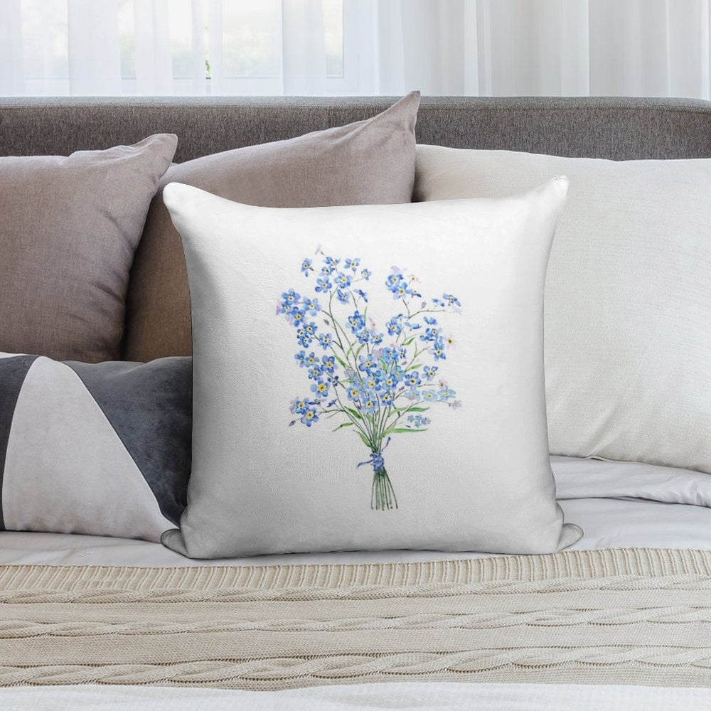 Hand Painted Forget Me Not Bouquet 2020 Soft Washable Throw Pillow