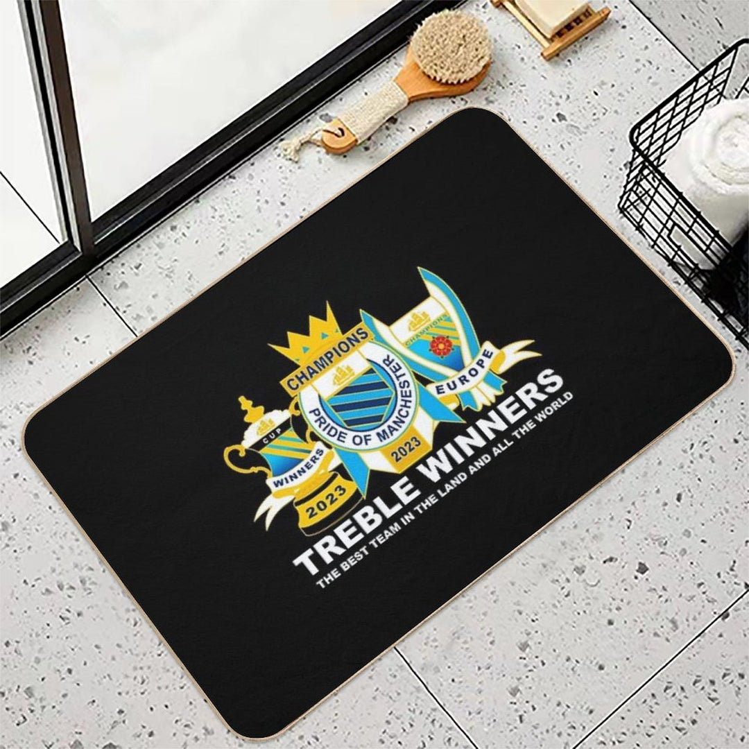 TREBLE Manchester City Trophies 2023 Champions Winners Europe England Cup Durable Bath Mat