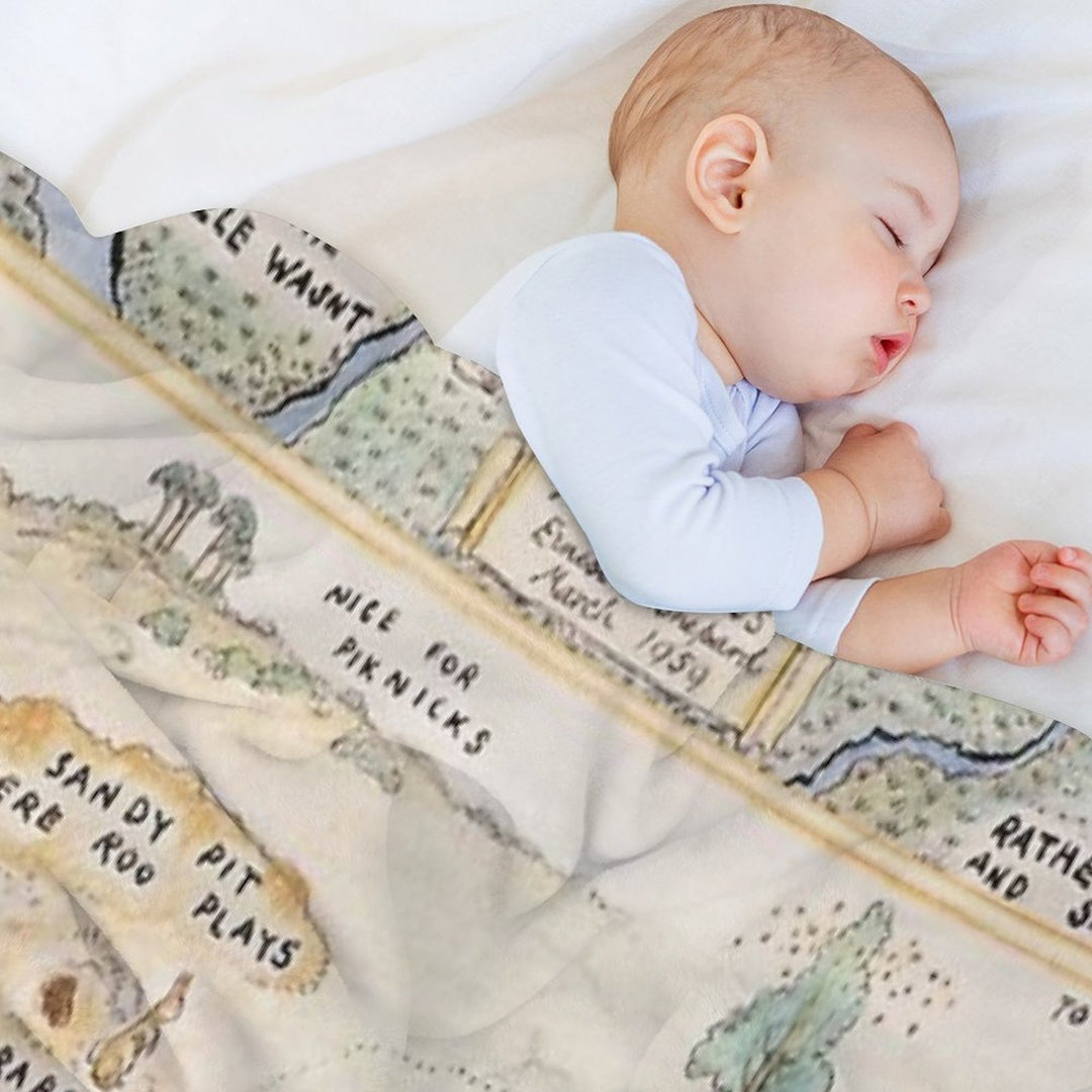 Hundred Acre Wood Map Sustainable Throw Blanket