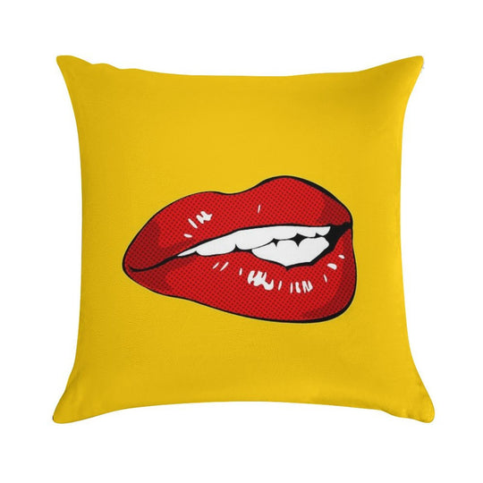 Sexy Biting Lips Throw Pillow Face Mask Soft Short Plush Fabric Throw Pillow