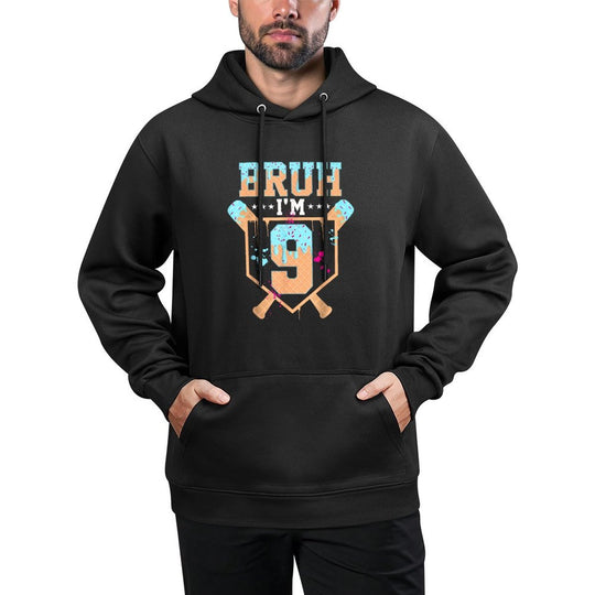 Birthday Boy Baseball Ice Cream Drip Bruh Im 9 Year Old Adjustable Hood Hoodie