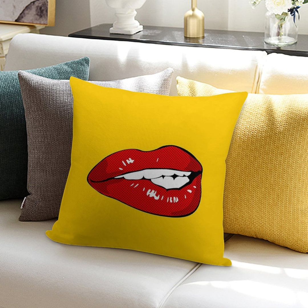 Sexy Biting Lips Throw Pillow Face Mask Soft Short Plush Fabric Throw Pillow