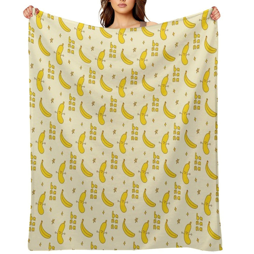 Cute Banana Pattern  Kawaii Fruit Art  Yellow Aesthetic Design Velvety-soft Throw Blanket
