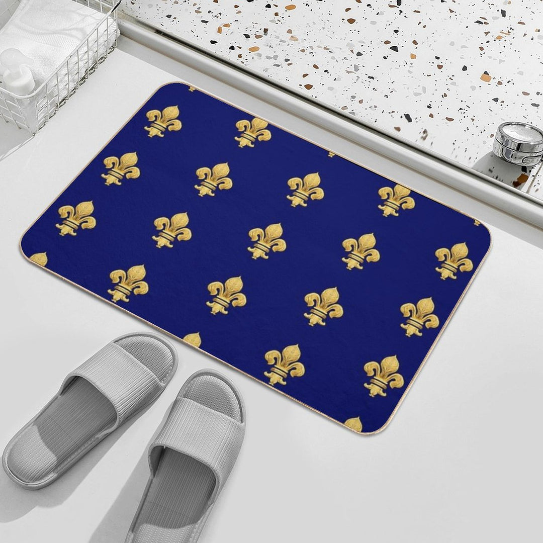 Royal Fleur De Lys Blue  Absorbent Bath Mat