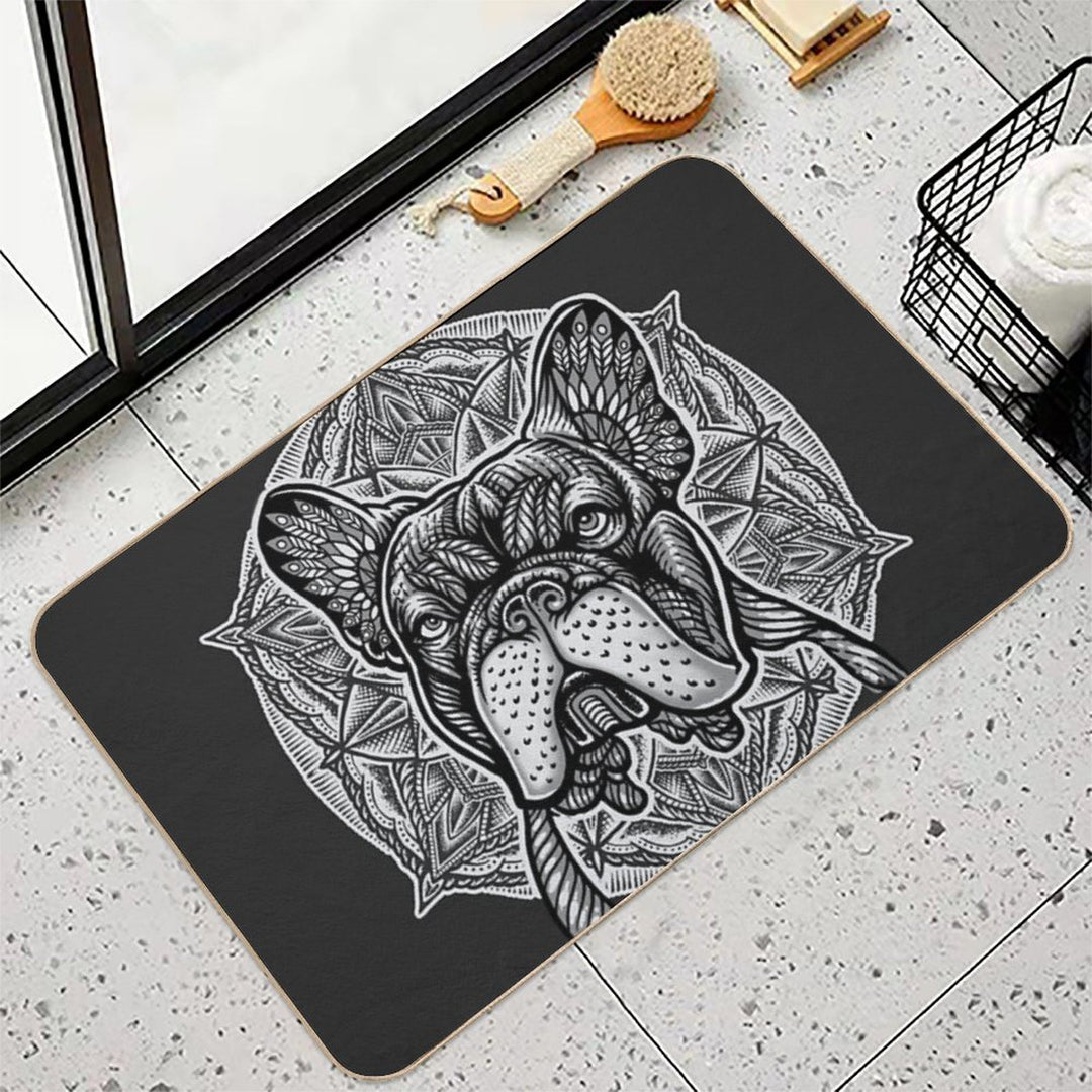 Frenchie Bulldog Mandala  Rapid-Drying Bath Mat