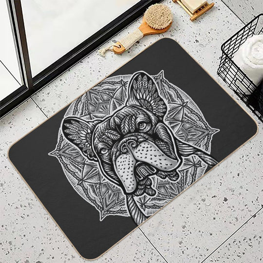 Frenchie Bulldog Mandala  Rapid-Drying Bath Mat