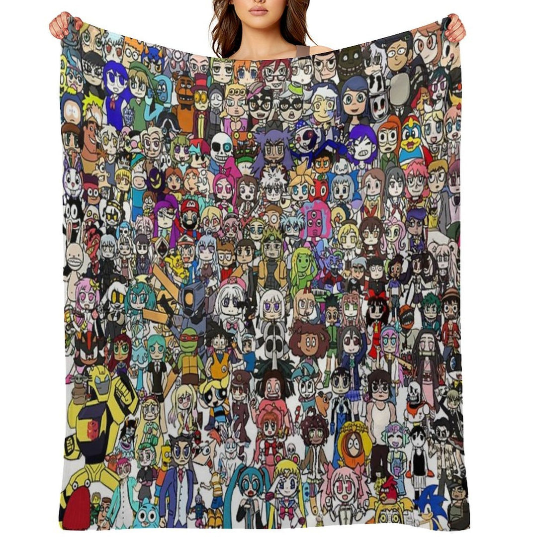 Fandoms Unite 241 Character Collage Travel-friendly Throw Blanket