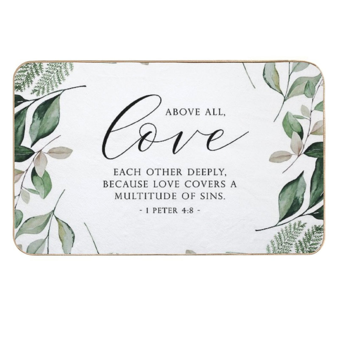 Love Each Other Deeply  Fade-Resistant Bath Mat