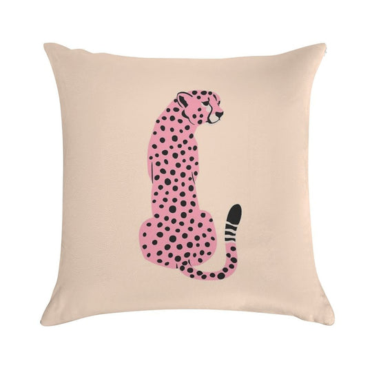 Peach Leopard  African Cheetah  Tropical Pop Art Soft Hidden Zipper Throw Pillow
