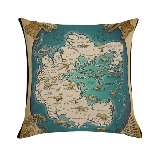 Map of The Supercontinent Pangaea Soft Shrink-Resistant Throw Pillow