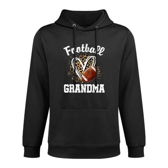 Football Grandma Leopard Heart Cotton-Polyester Blend Hoodie