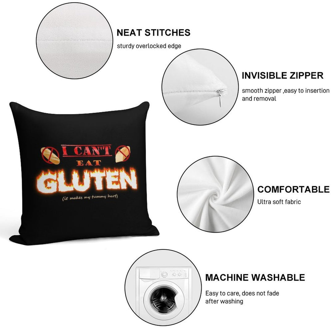 I Can't Eat Gluten It Makes My Tummy Hurt Gluten Intolerant Celiac Meme Soft Multiple Sizes Throw Pillow