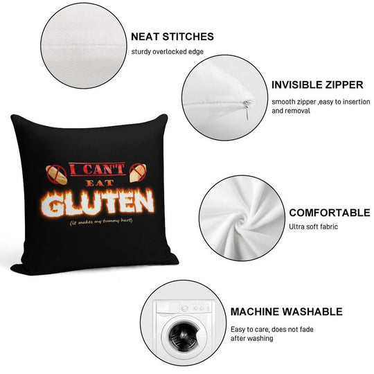 I Can't Eat Gluten It Makes My Tummy Hurt Gluten Intolerant Celiac Meme Soft Multiple Sizes Throw Pillow
