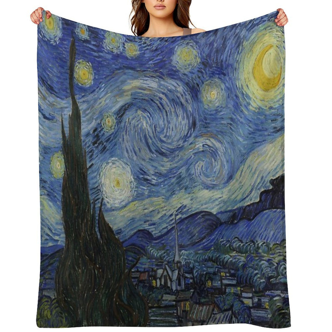 Starry Night (Vincent Van Gogh) Shrink-resistant Throw Blanket