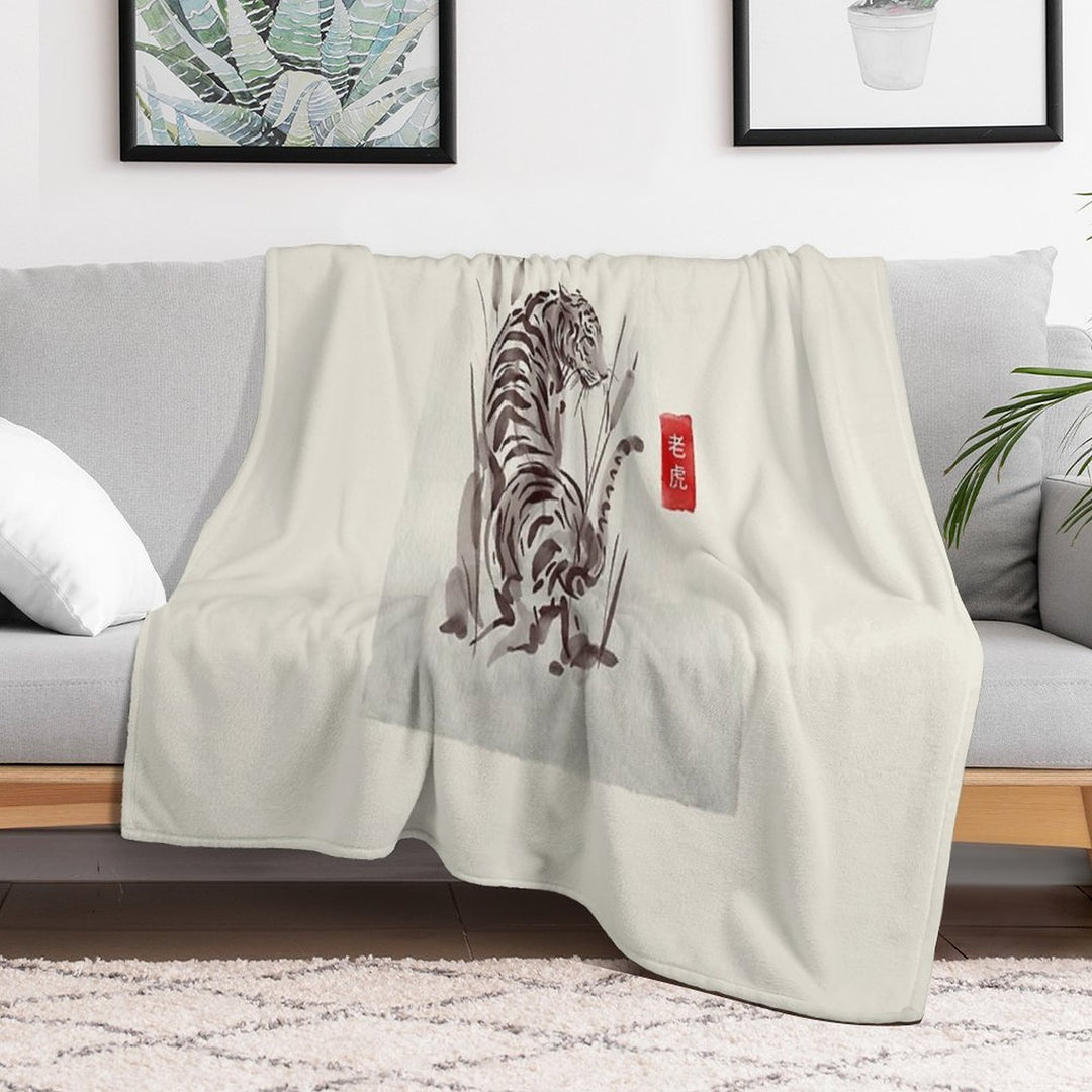The Old Age Japanese Tiger Gift-ready Throw Blanket