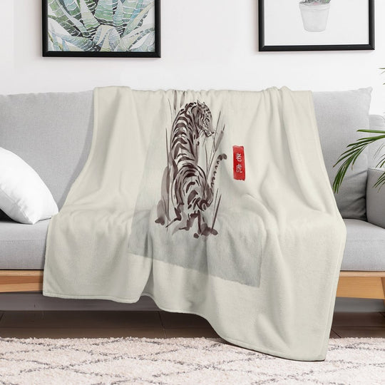 The Old Age Japanese Tiger Gift-ready Throw Blanket