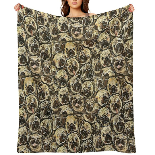 Pile Of Pugs  Pug Dog  Pug Lovers  Pug Mom  Pug Dads  Puppy Pug Sustainable Throw Blanket