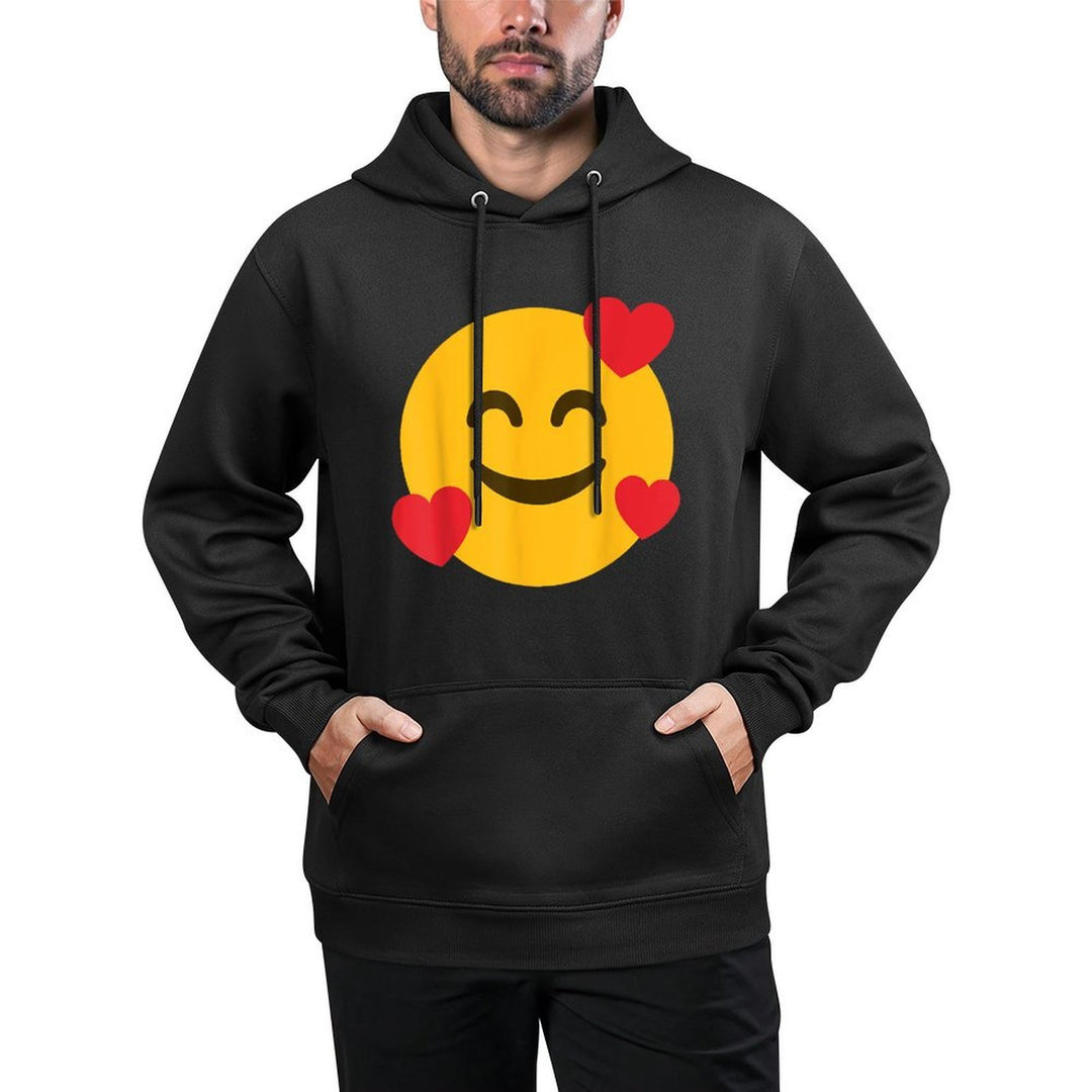 Funny Emoticon Smiling Grin Face with Floating Hearts Love Machine Washable Hoodie