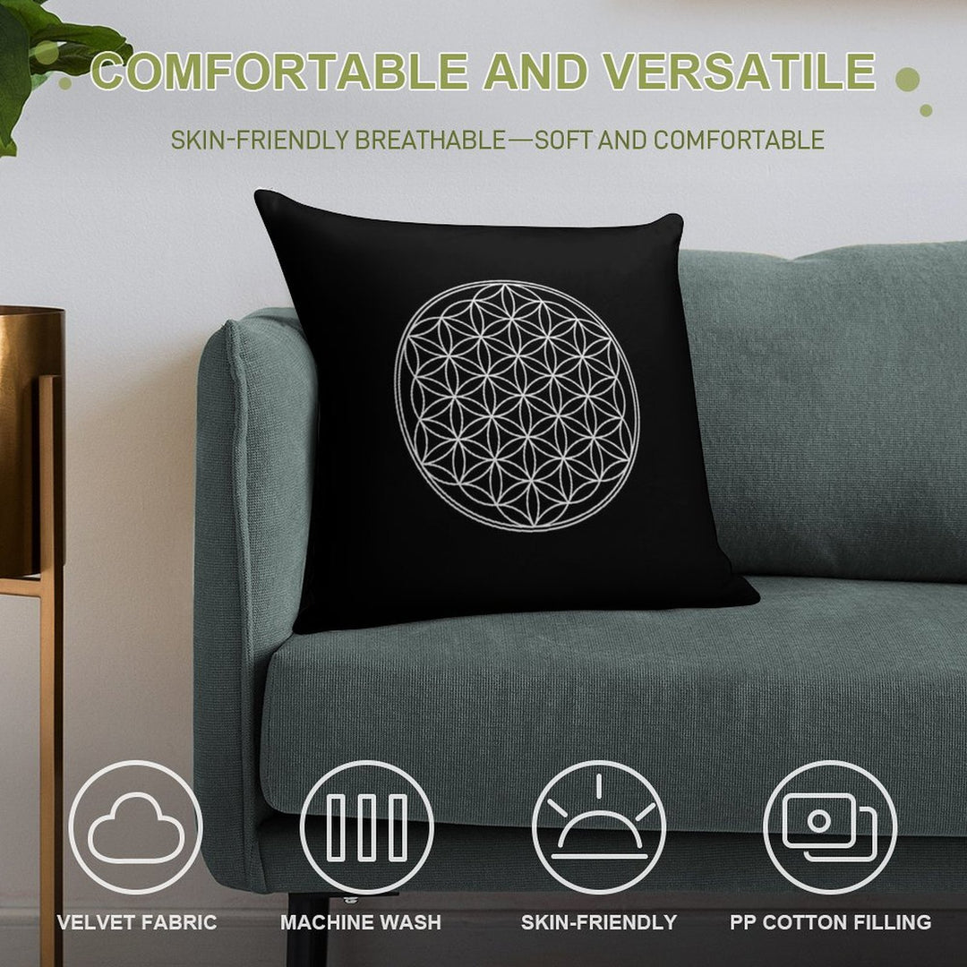 FLOWER OF LIFE - SACRED GEOMETRY - HARMONY & BALANCE Soft Style Accent Throw Pillow