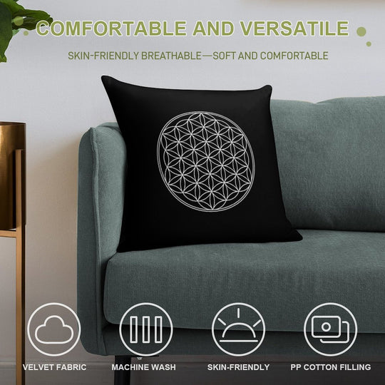 FLOWER OF LIFE - SACRED GEOMETRY - HARMONY & BALANCE Soft Style Accent Throw Pillow