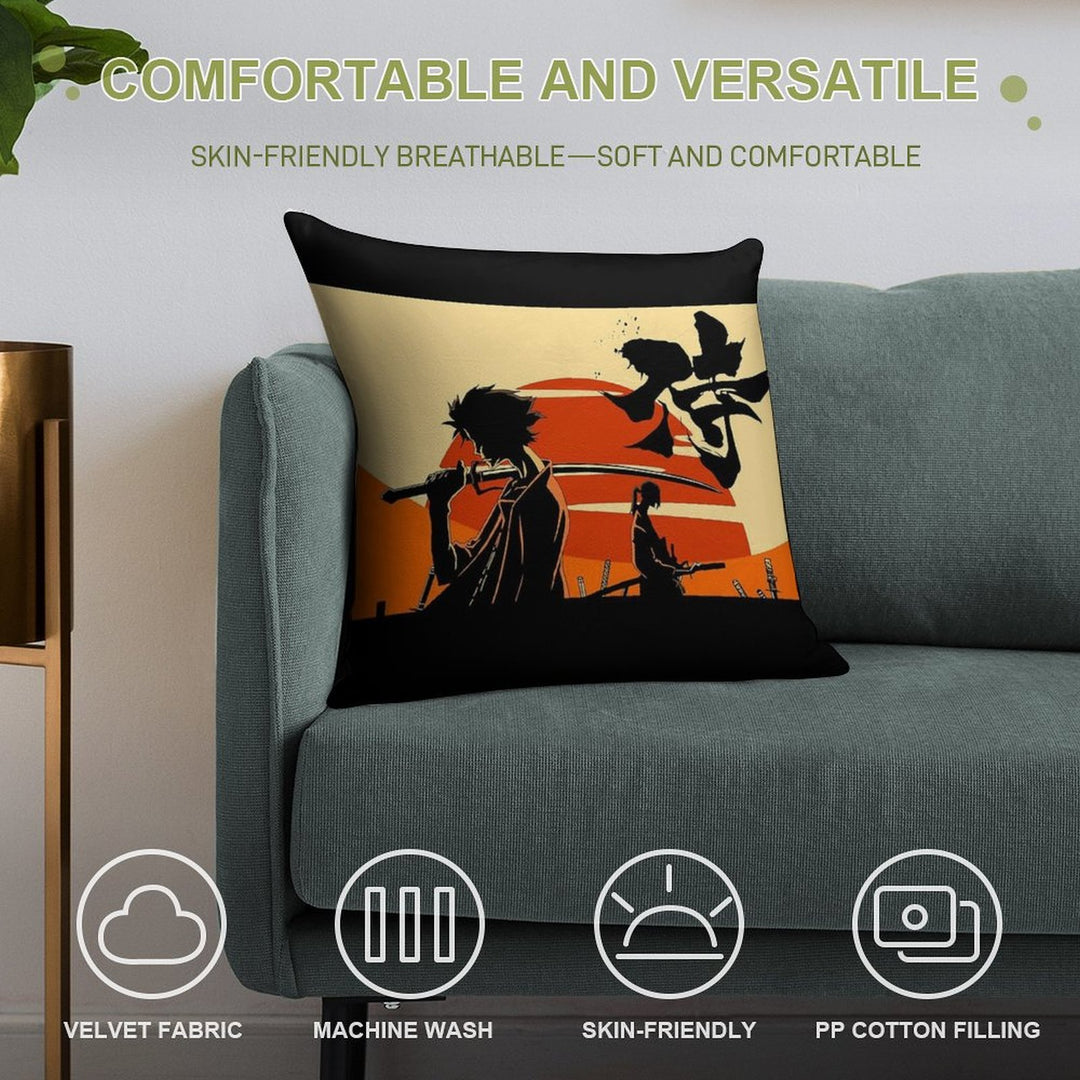 Sunset Samurai Soft Reinforced Edging Throw Pillow