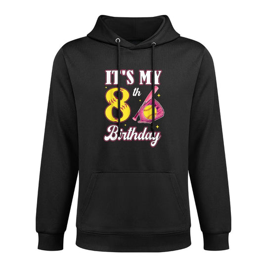 Its My 8th Birthday Softball Girl 8 Year Old Party Layering Staple Hoodie