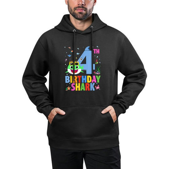 Funny 4th Birthday Shark 4 Year Old Birthday Boy Girl Party All-Day Comfort Hoodie