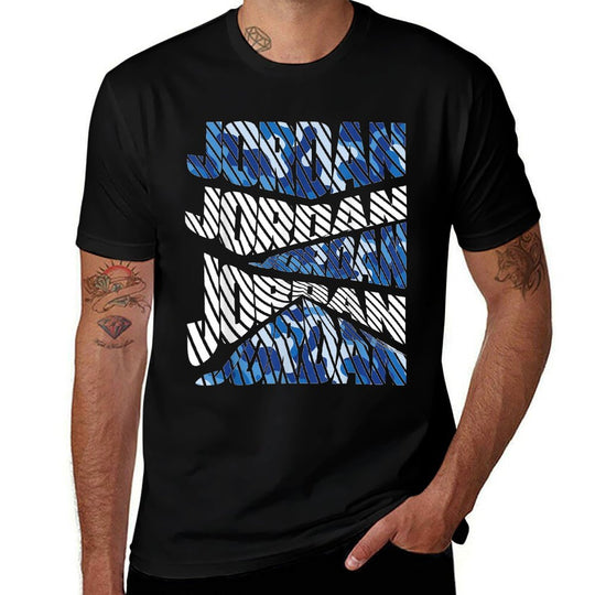 Diagonal Jordan Camo Pattern Blue Camouflage  Lightweight T-Shirt