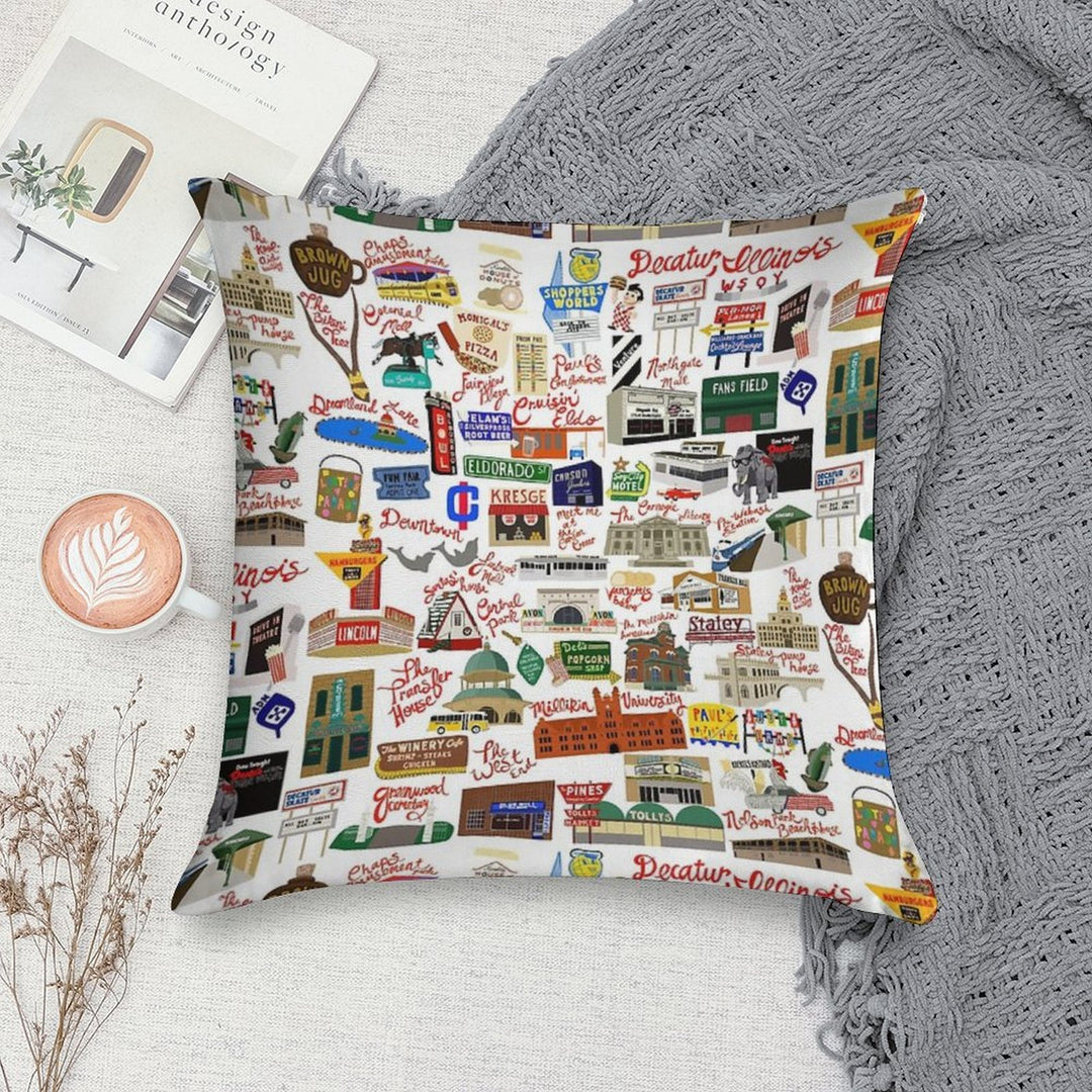 Decatur, Illinois Days Gone By Soft Multiple Sizes Throw Pillow