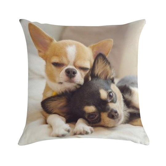 Two Cute Chihuahua Puppies Photograph Soft Easy Maintenance Throw Pillow