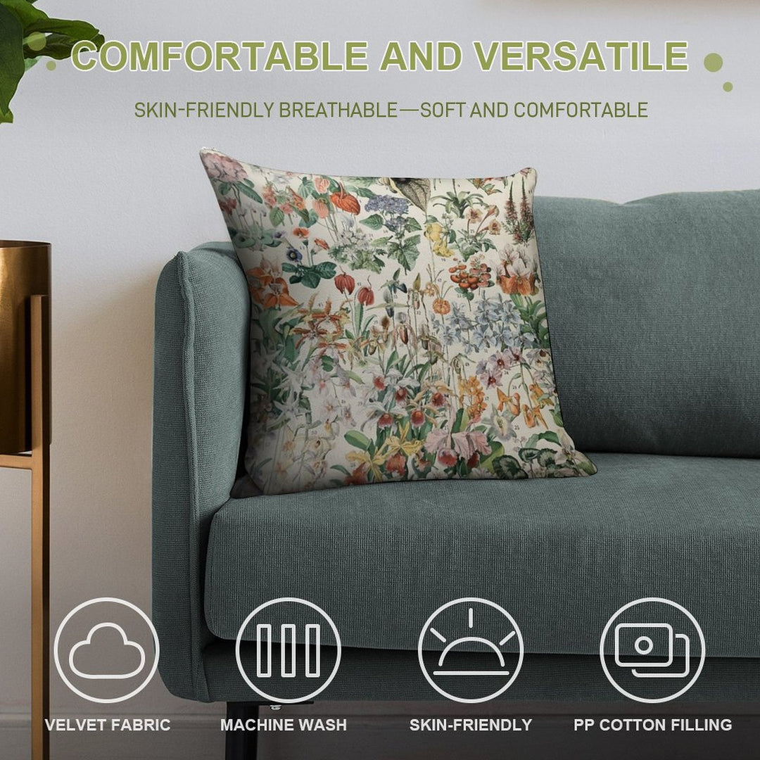 Adolphe Millot Fleurs D Soft Short Plush Fabric Throw Pillow