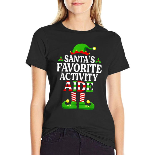 Santas Favorite Activity Aide Funny Christmas Xmas  Stretchy T-Shirt