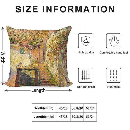 Claude Monet L'escalier (The Staircase) Soft High-Density Material Throw Pillow