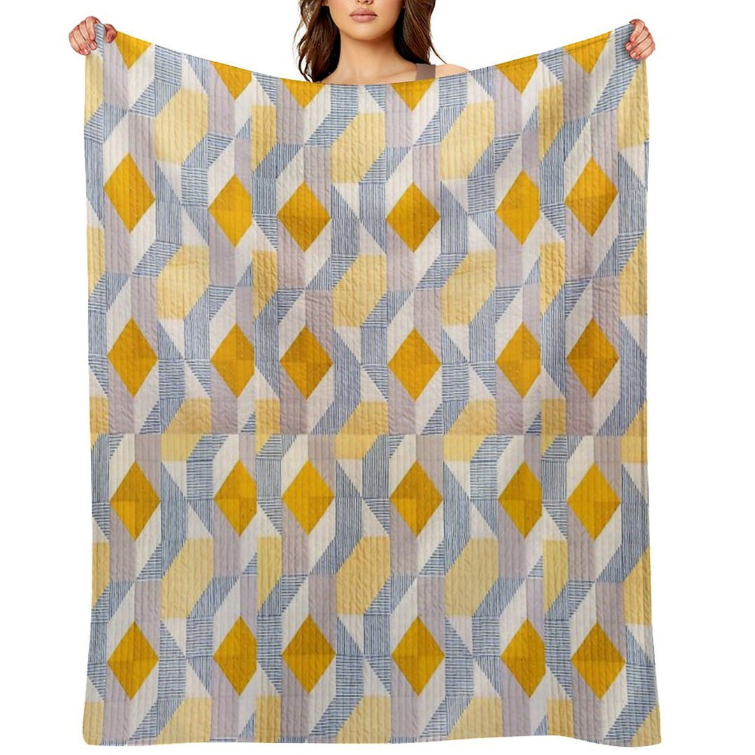 Quilted Geometric Patchwork Ethic Pattern Boho Wrinkle-free Throw Blanket