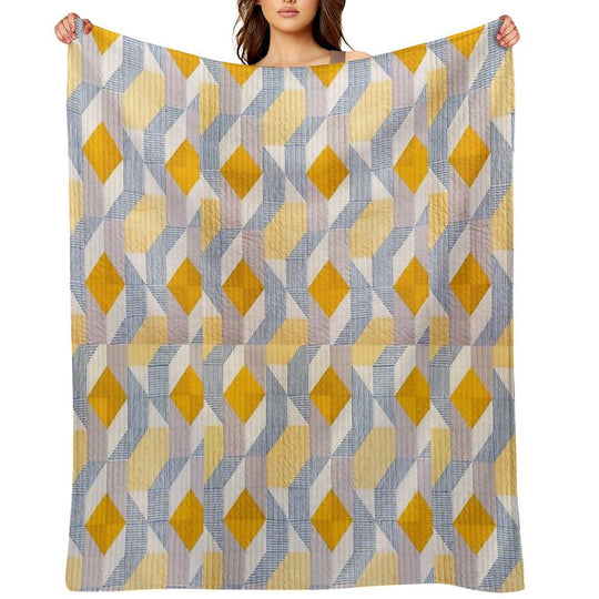Quilted Geometric Patchwork Ethic Pattern Boho Wrinkle-free Throw Blanket