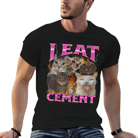 I Eat Cement Funny Cat Meme Bootleg Graphic  Relaxed-fit T-Shirt
