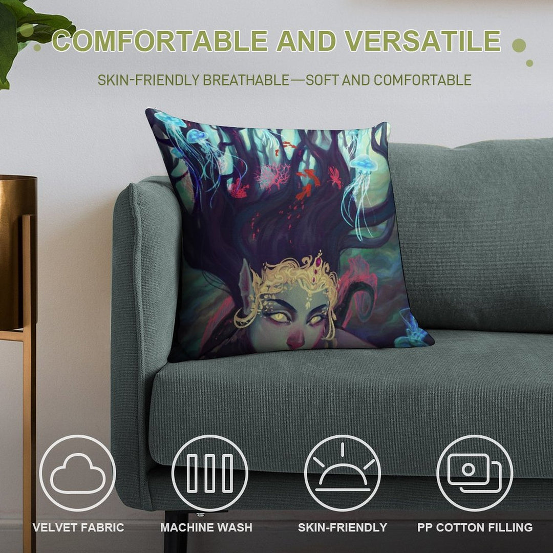 Abyss Mermaid Soft Luxury Feel Throw Pillow