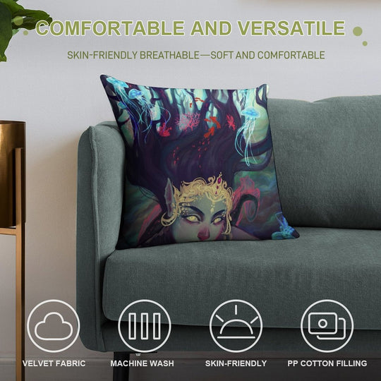 Abyss Mermaid Soft Luxury Feel Throw Pillow