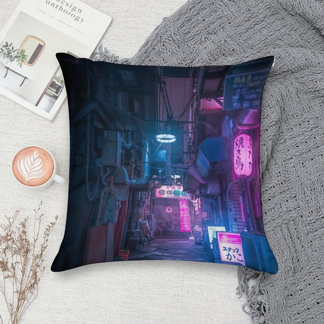 Dark City Vibes in Tokyo Soft Skin-Friendly Throw Pillow