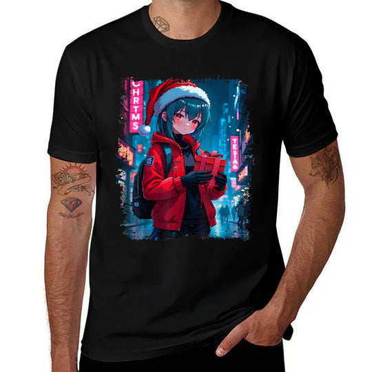Anime Girl Christmas  Moisture-wicking T-Shirt