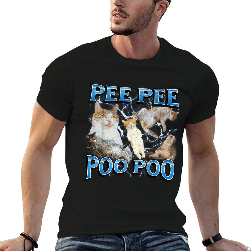Pee Pee Poo Poo Funny Offensive Cat Meme Bootleg Graphic  Lightweight T-Shirt