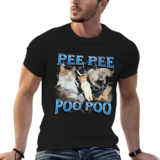 Pee Pee Poo Poo Funny Offensive Cat Meme Bootleg Graphic  Lightweight T-Shirt