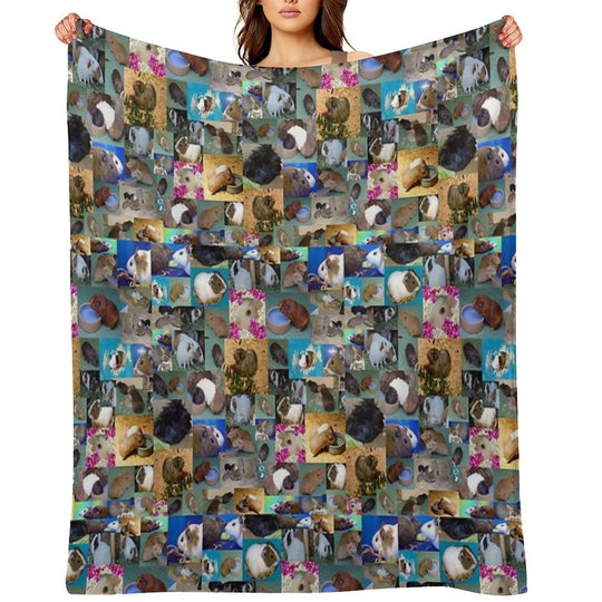 Happy Guinea Pigs Photo Collage Multi-functional Throw Blanket