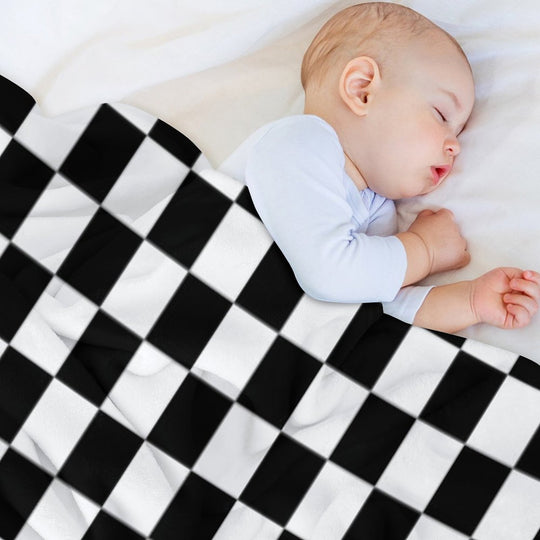 Black And White Checkerboard Pattern Anti-pilling Throw Blanket
