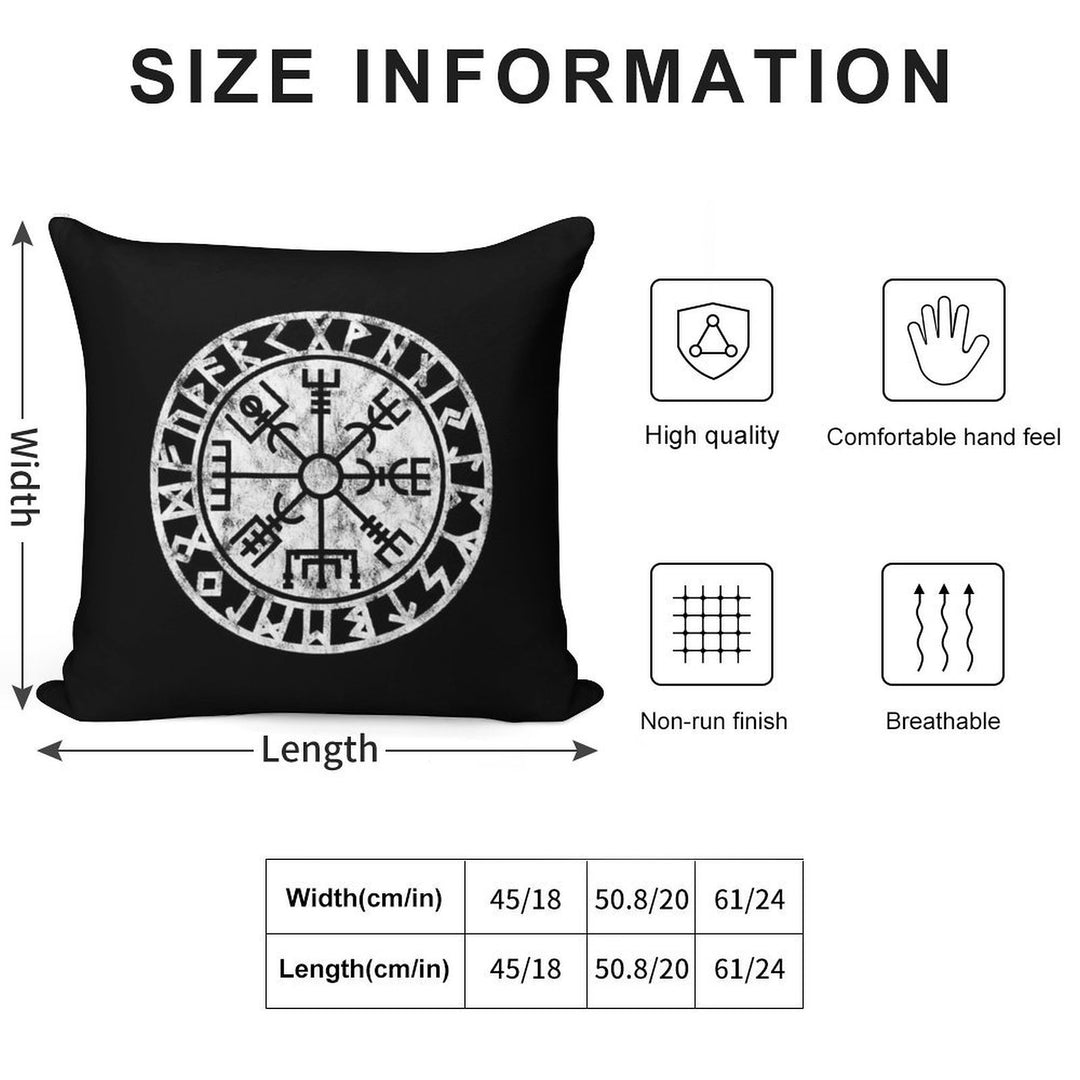 Vintage, Vegvisir, Symbol, Futhark Runes, Viking Compass, Norse, Protection Soft Skin-Friendly Throw Pillow