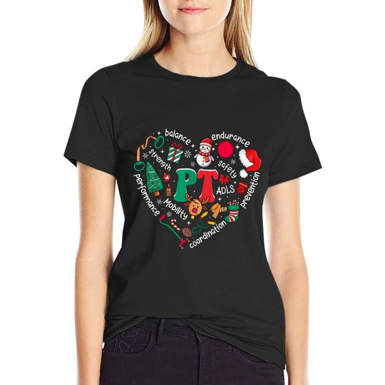 Physical Therapy Christmas Heart PT Therapist Xmas Men Women  Affordable Price T-Shirt