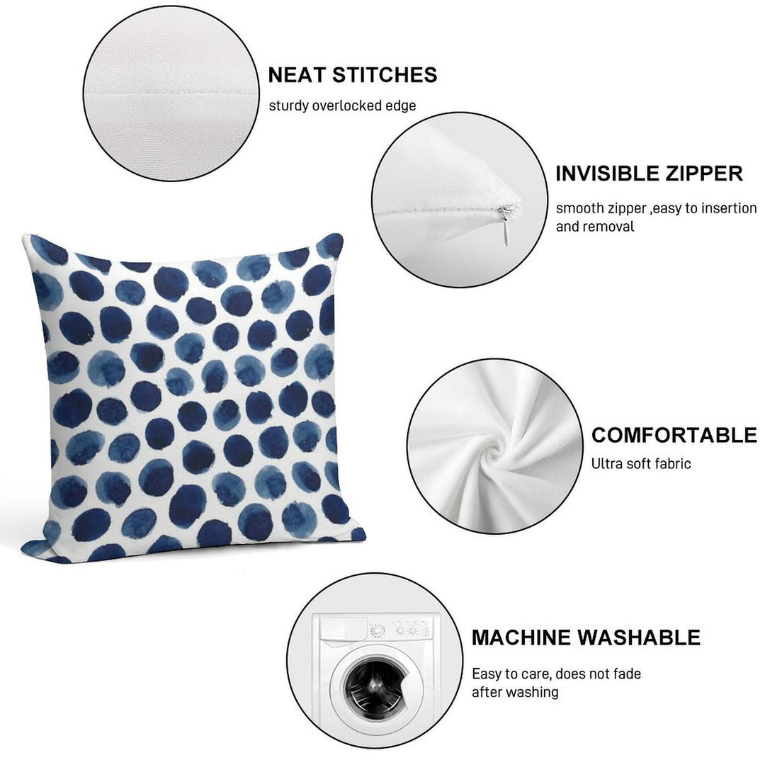 Polka Dot in Indigo Soft High-Density Material Throw Pillow