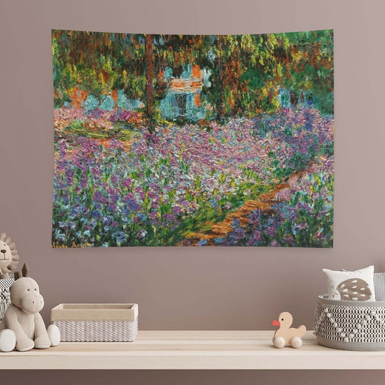 Irises In Monet's Garden At Giverny by Claude Monet Tapestry