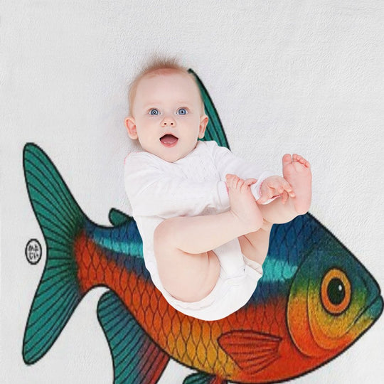 Neon Tetra Fish Japanese Style - Amazon Fish - Cardinal Tetra Easy Care Throw Blanket
